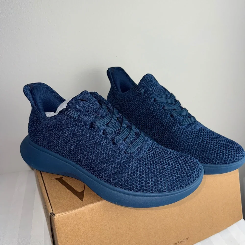 Vivaia Unisex Knit‎ Round Toe Slip On Sneakers Navy Blue Walking Shoes Men 6.5